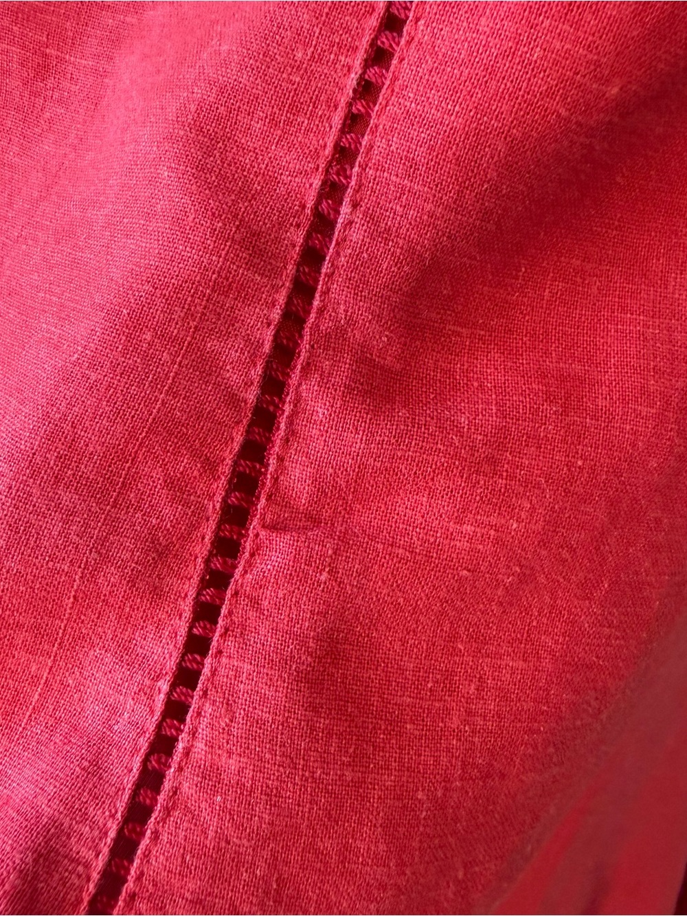 Women’s Linen Blend Trumpet Fit-and-Flare Skirt - fully lined - red - size 1 - Picture 3 of 8